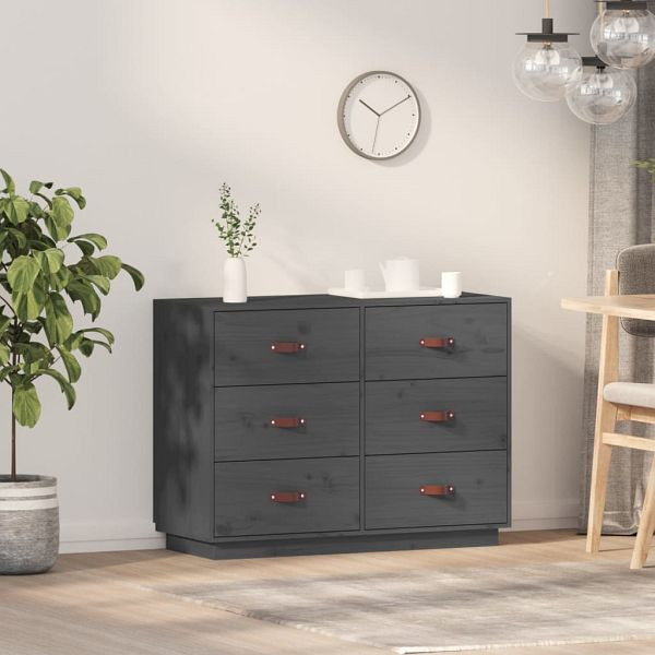 vidaXL Sideboard Grau 100x40x75 cm Massivholz Kiefer, 820144