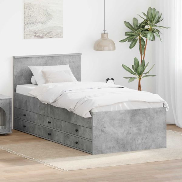 vidaXL Tagesbett Beton Grau und Schwarz 100 x 200 cm Holzwerkstoff, 3408518