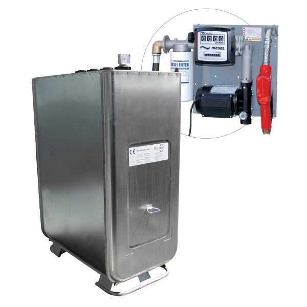 Duraplas DuraFuel Combo 1000, Dieseltankstelle 1000 L, 230V-Pumpe 60l/min auf Wandhalter montiert, DFC1000FLW-DE