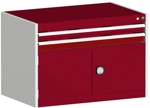 bott cubio Schubladenschrank bestückt mit 2 Schubladen, Tür BxTxH: 1050 x 650 x 700 mm, RAL 7035/3004, 40021215.24V