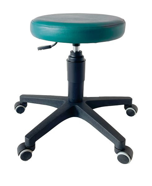 ultraMEDIC Rollhocker ultraSWIVEL6 Sitzhöhe 39 - 52 cm, Sitzdurchmesser 35 cm, Kunstlederbezug Petrol, SAN-1500-PET