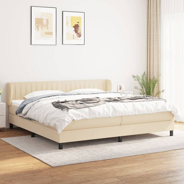 vidaXL Boxspringbett mit Matratze Creme 200x200 cm Stoff, 3126434