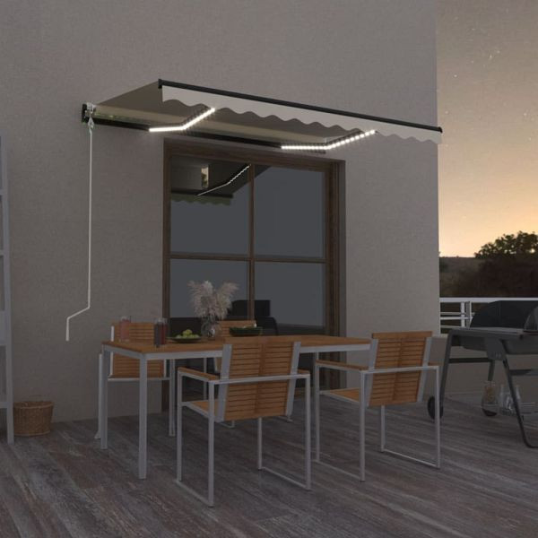 vidaXL Automatische Markise mit LED & Windsensor 350x250 cm Creme, 3069092