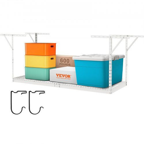 VEVOR Deckenregal, verstellbar, für Garage, 91,4 x 243,8 cm, Deckenregal, 600 lbs, Weiß, CKTHBCWJZBS36S0MYV0