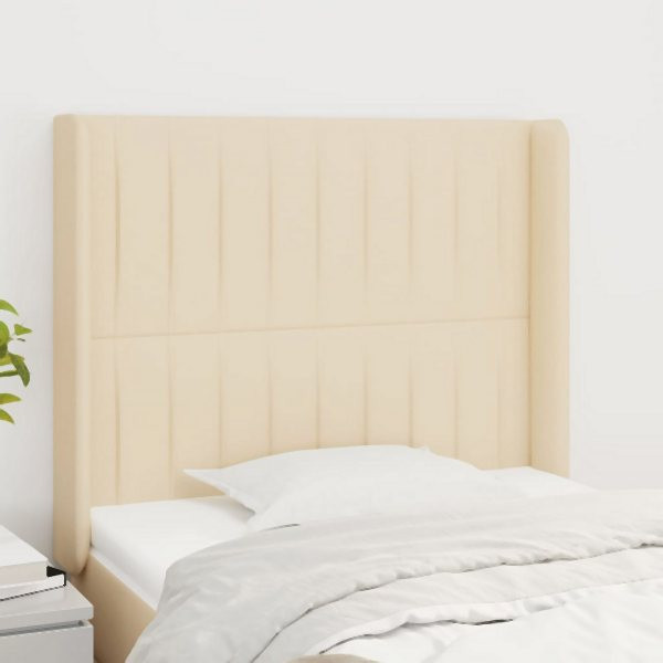 vidaXL Kopfteil mit Ohren Creme 103x16x118/128 cm Stoff, 3119813