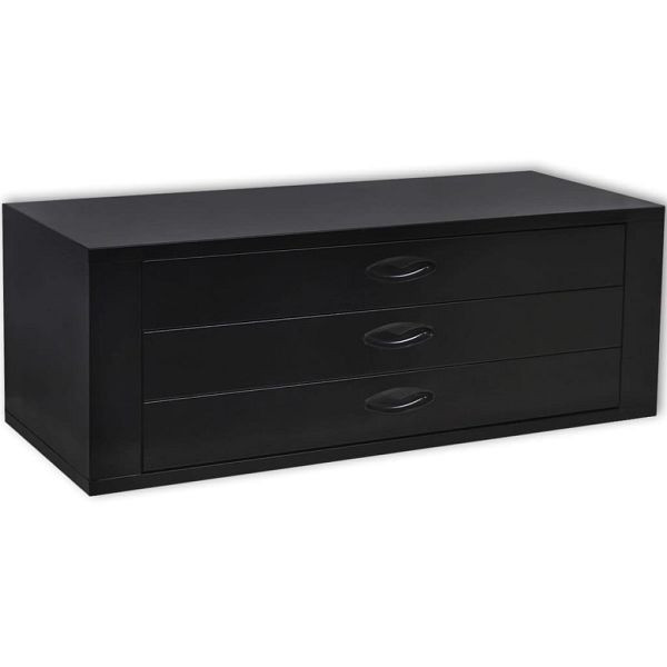 vidaXL Metall-Werkzeugkasten 3 Schubladen Schwarz, 20121