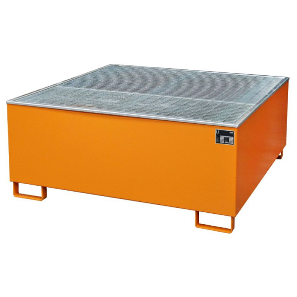 STEIN HGS Auffangwanne AW/PE, mit PE-Kunststoffeinsatz, 1000 Liter, RAL 2000 gelborange, Gesamthöhe 630 mm, lackiert, 1 IBC 1000 Liter, 79188.0007