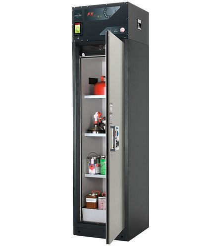 asecos Feuerbeständiger Umluft-Gefahrstoffschrank Custos, grau, 3 Böden, Türanschlag rechts,Typ A-63, 248471