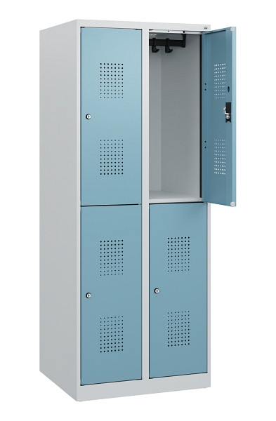 C+P Doppelstöckiger Spind Evolo PLUS, 4 Fächer, 1530x600x500mm, 7035/0010, Zylinderschloss, 0493005-20 S10035