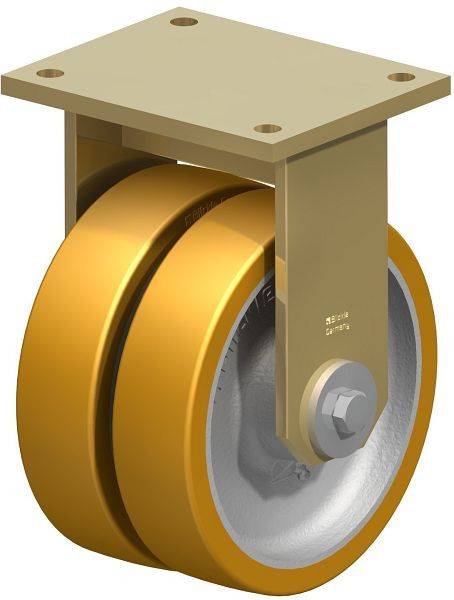 Blickle BSD-GTH 200K-35 Stahlgeschweißte Schwerlast-Doppel-Bockrolle, Blickle Extrathane®, Hellbraun, 607903