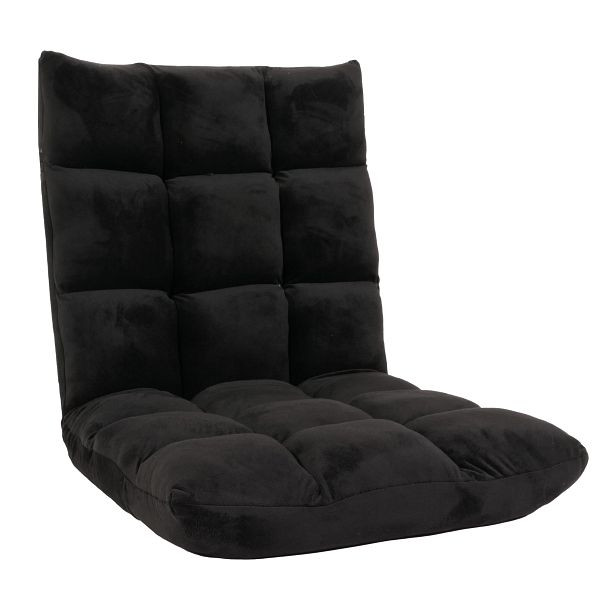 Mendler Bodensessel HWC-N43, Relaxsessel Bodenkissen Klappsessel 6 Relaxpositionen, stabiles Gestell Samt, schwarz, 106908