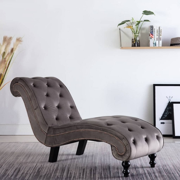 vidaXL Chaiselongue Grau Samt, 145 x 52 x 77, 248609, 8719883593111