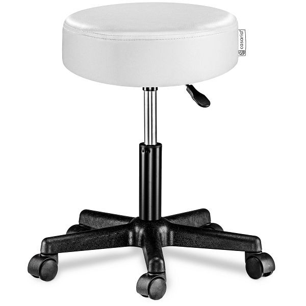 casaria Rollhocker Kunstleder Weiß 360° drehbar, 101915