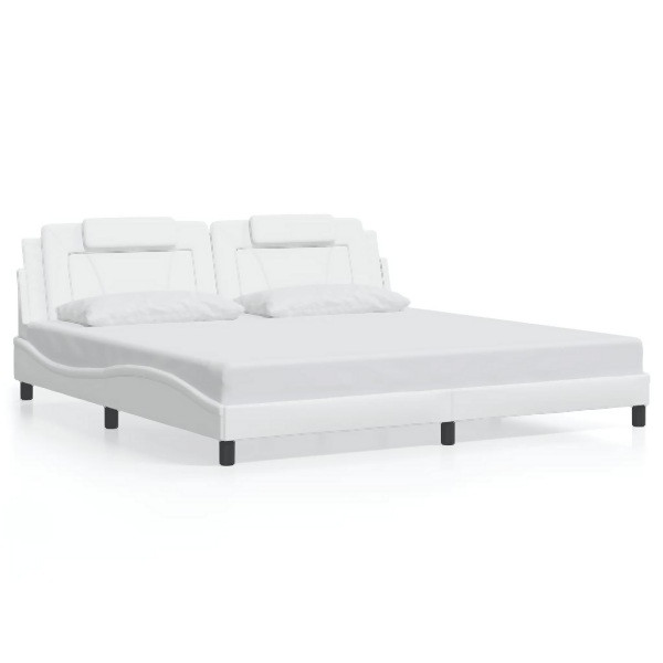 vidaXL Bettgestell mit Kopfteil Weiß 200x200 cm Kunstleder, 3208118