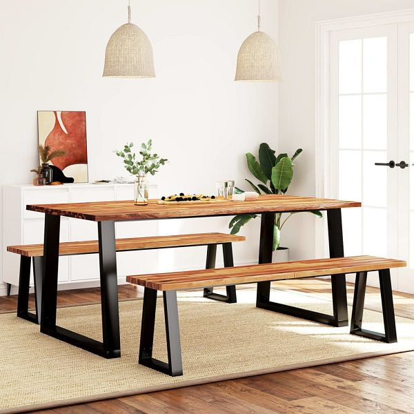 vidaXL 3-teilig Essgruppe Baumkante Massivholz Akazie, 3157527