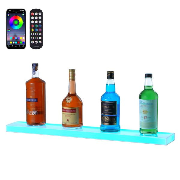 VEVOR Barregal Weinregal, LED Beleuchtung Wandmontage 1-stufig 762mm Display, ZTXLEDJPZSJ1HDBBUV2