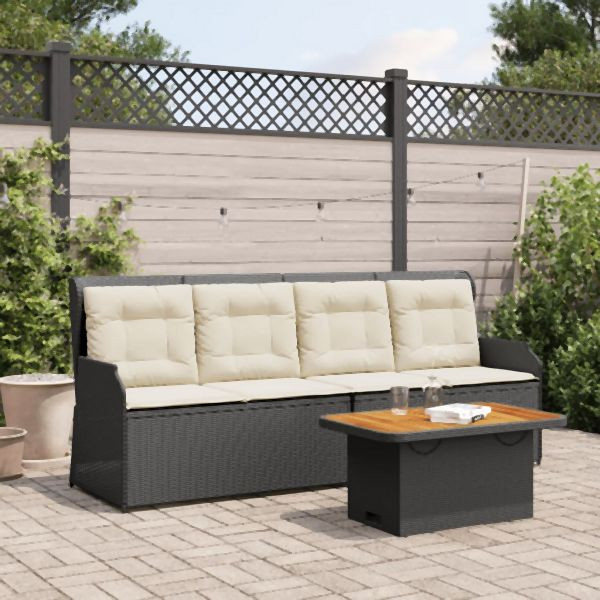 vidaXL 3-tlg. Garten-Lounge-Set mit Kissen Schwarz Poly Rattan, 3262443