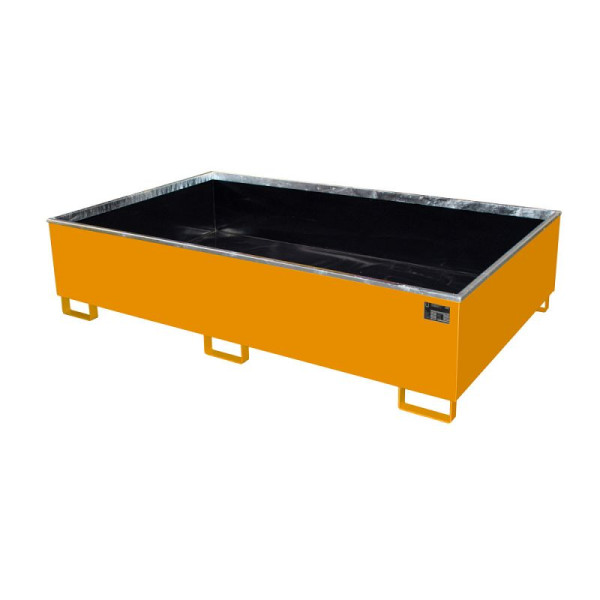 STEIN HGS Regalwanne mit PE-Einsatz RW PE, 1000 Liter, RAL 2000 gelborange, Gesamthöhe 510 mm, lackiert, ohne Gitterrost, 79216.0013