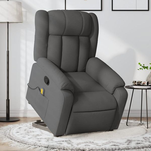 vidaXL Massagesessel mit Aufstehhilfe Dunkelgrau Stoff, 3205329