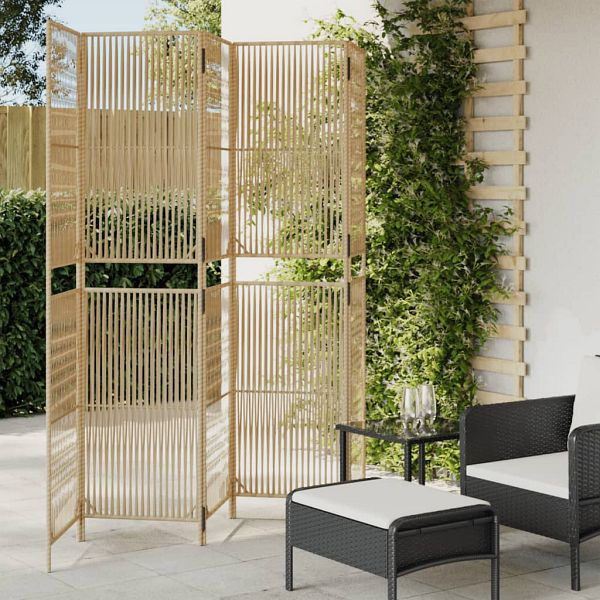 vidaXL Paravent 5-teilig Beige Poly Rattan, 365399, 8721012244412