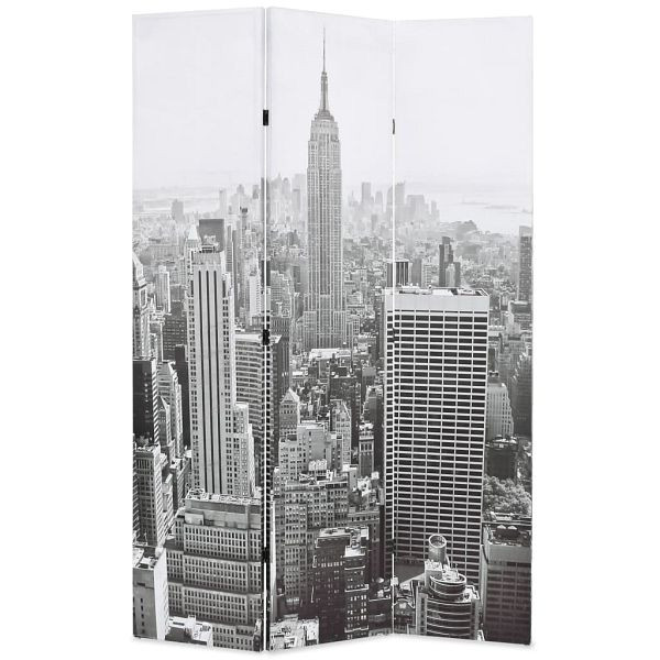vidaXL Raumteiler klappbar 120 x 170 cm New York bei Tag Schwarz-Weiß, 245857