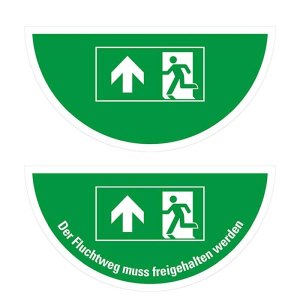 Stein HGS Boden-Sicherheitskennzeichen -Rettungsschild-, Halbkreis, Rettungsweg mit Text / 900 x 450 mm, Materialstärke: 0,3 mm, 39606