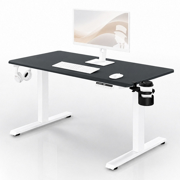 Jan Nowak Elektrischer Schreibtisch mit Höhenverstellung ergonomisch weiß-anthrazit, 1200x600 mm, ARIA 1200, 2731
