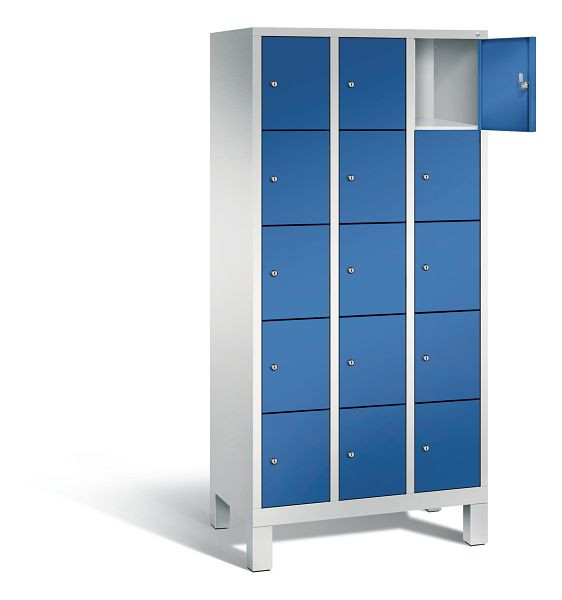 C+P Schließfachschrank Evolo, H1850xB900xT500mm, Farbe: Lichtgrau / Enzianblau, 48010-305 S10061
