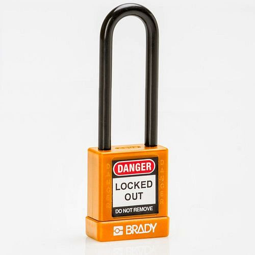 Brady Vorhängeschlösser, Aluminiumgehäuse Nylonschutz, VE: 6 Stück, lichte Bügelhöhe 75 mm, orange, 307976