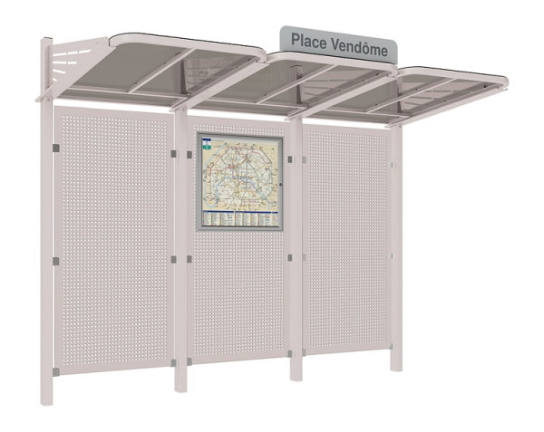 Procity Wartehalle Convi® Mit Blechrückwand - Ohne Seitenverkleidungen, Farbe RAL 7044, 529435.7044