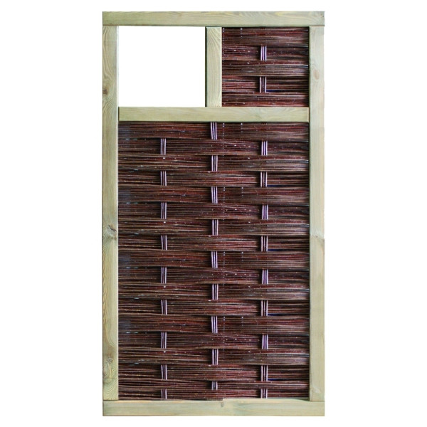 T&J LABO-3D Weidengeflechtzaun, 94 x 180 cm, 1 Fenster oben, Rahmen 70 x 35 mm, 36203