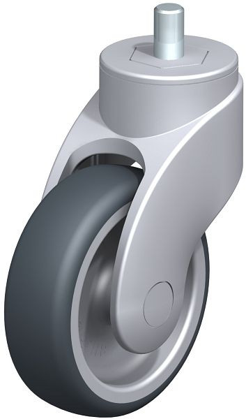 Blickle LWG-TPA 101G-GS12 Kunststoff-Lenkrolle WAVE mit Gewindestift, Thermoplastisches Gummi-Elastomer, Grau, 744755