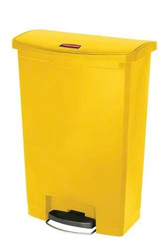 DENIOS Wertstoffsammler aus Polyethylen (PE), Fußpedal an Breitseite, 90 Liter, gelb, 242417