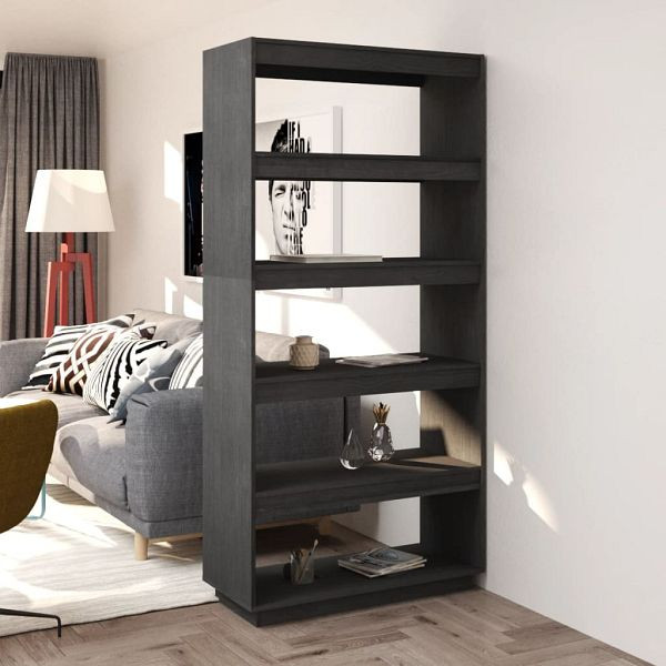 vidaXL Bücherregal/Raumteiler Grau 80x35x167 cm Massivholz Kiefer, 810896