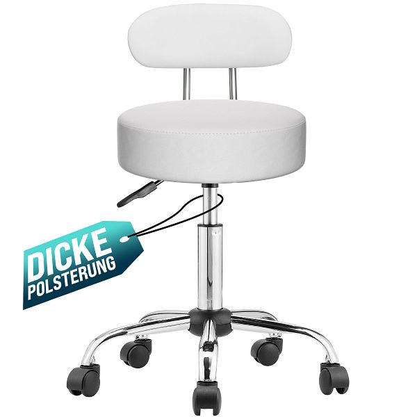 casaria Rollhocker Weiß 360° drehbar mit Rückenlehne, 106568