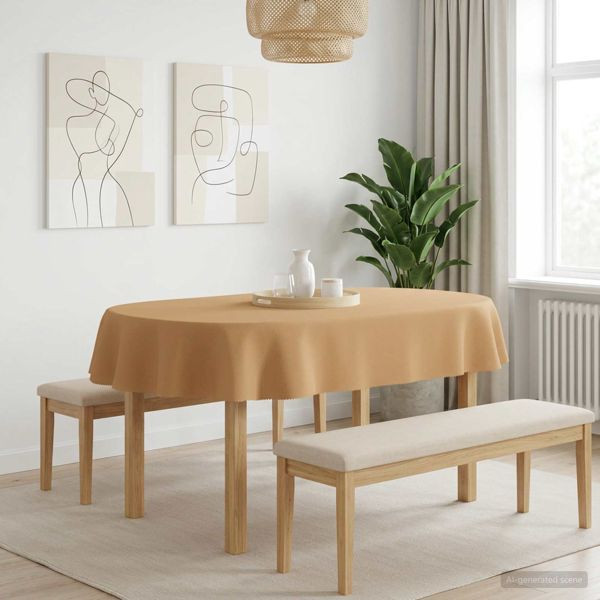 vidaXL Tischdecke 5 stk. Oval Beige 160 x 220 cm Polyester, 42040285