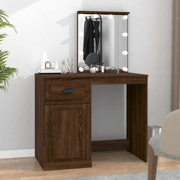 vidaXL Schminktisch mit LEDs Braun Eiche 90x50x132,5 cm Holzwerkstoff, 816775