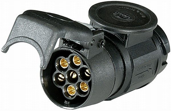 HELLA Adapter, Steckdose, 12V, von 13-polig auf 7-polig, Länge: 91mm, Kunststoff, schwarz, Blister, 8JA 005 952-013