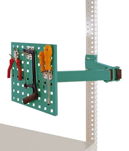 Manuflex Werkzeugträgerplatte für UNIVERSAL und PROFI, BxH 305 x 305 mm, mit Doppelgelenk-Schwenkausleger, Graugrün, ZB3567.0001