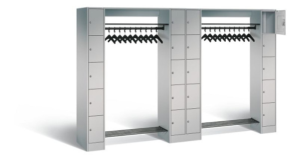 C+P Offene Garderobe Serie 8070, H1950xB2840xT480mm, Farbe: Weißaluminium, 80730-20 S10214