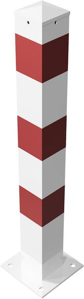 Schake Absperrpfosten Typ 40100PB, zum Aufdübeln, 100x100mm, feuerverzinkt, weiß mit rot reflektierenden Streifen, mit 1 Öse, 40100PB+1