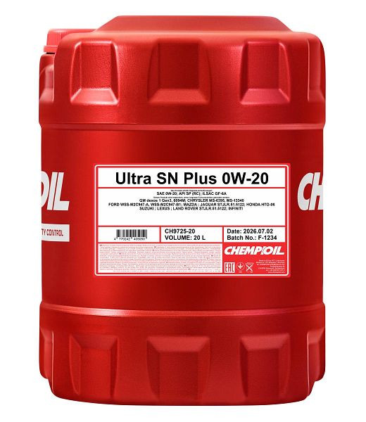 CHEMPIOIL Premium-Motorenöl 9725 ULTRA SN Plus 0W-20, VE: 20 l, CH9725-20