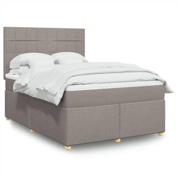 vidaXL Boxspringbett mit Matratze Taupe 140x200 cm Stoff, 3293607