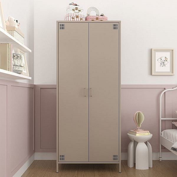 Mades Metall Möbel Pera12, Kleiderschrank 2 Türen - 80,5 x 50 x 189,5 cm Beige, 152.68.10.111.09