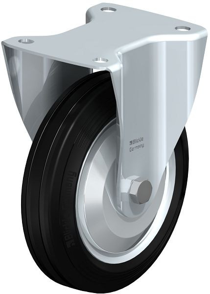 Blickle B-VE 180R-FA Stahlblech-Bockrolle mit Anschraubplatte, Vollgummi, Schwarz, 737398