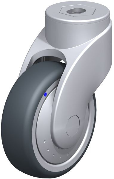 Blickle LWGX-TPA 101XK-11-FK Kunststoff-Lenkrolle WAVE, rostfrei, mit Rückenloch, Thermoplastisches Gummi-Elastomer, Grau, 744769