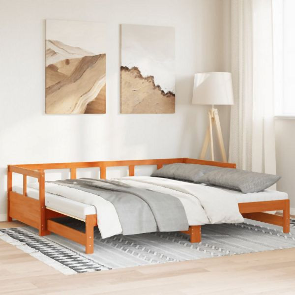 vidaXL Tagesbett Ausziehbar mit Matratzen 90x190 cm Massivholz Kiefer, 3321046