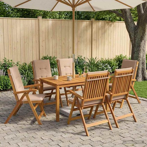vidaXL 7-Piece Garden Dining Set Natur Massivholz Akazie, 3434563