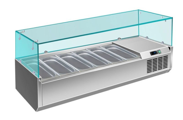 A&S Polarny Pizzakühlaufsatz mit Glasaufsatz 7x 1/3 GN, 1500x335x460 mm, PAK1500/380