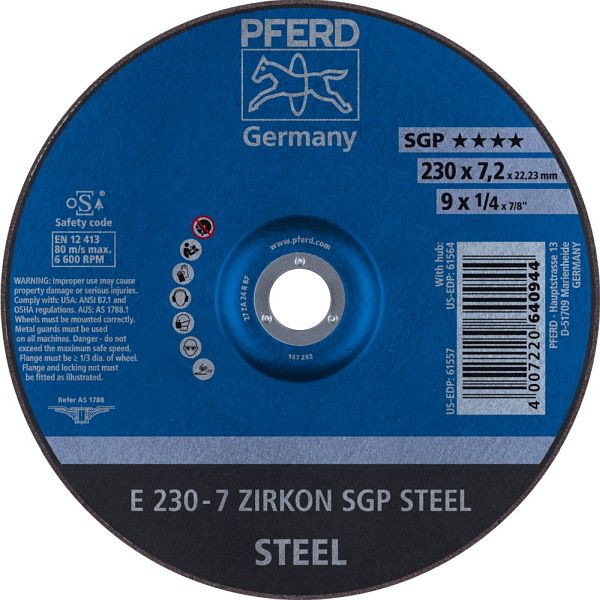 Pferd Schruppscheibe E 230-7 ZIRKON SGP STEEL, VE: 10 Stück, 62223737